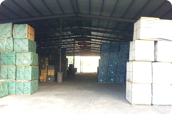 Large warehouse entrance with organized product storage